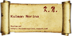 Kulman Norina névjegykártya